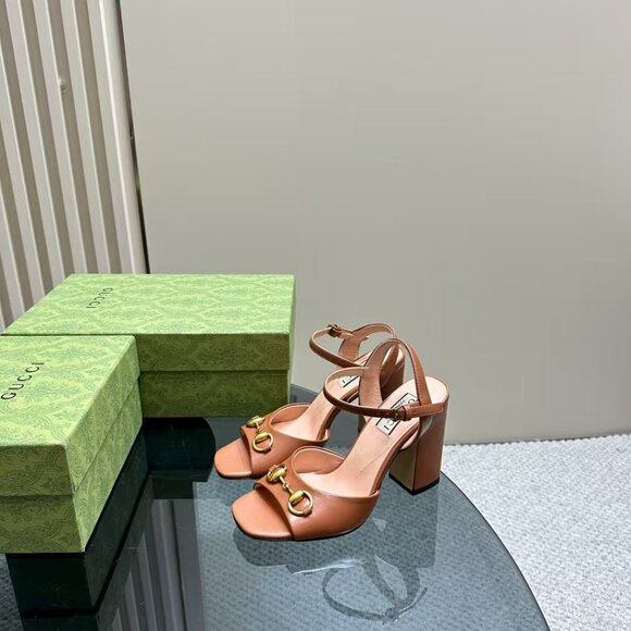 Gucci Copper Peep-Toe Heels - Picture 2 of 6